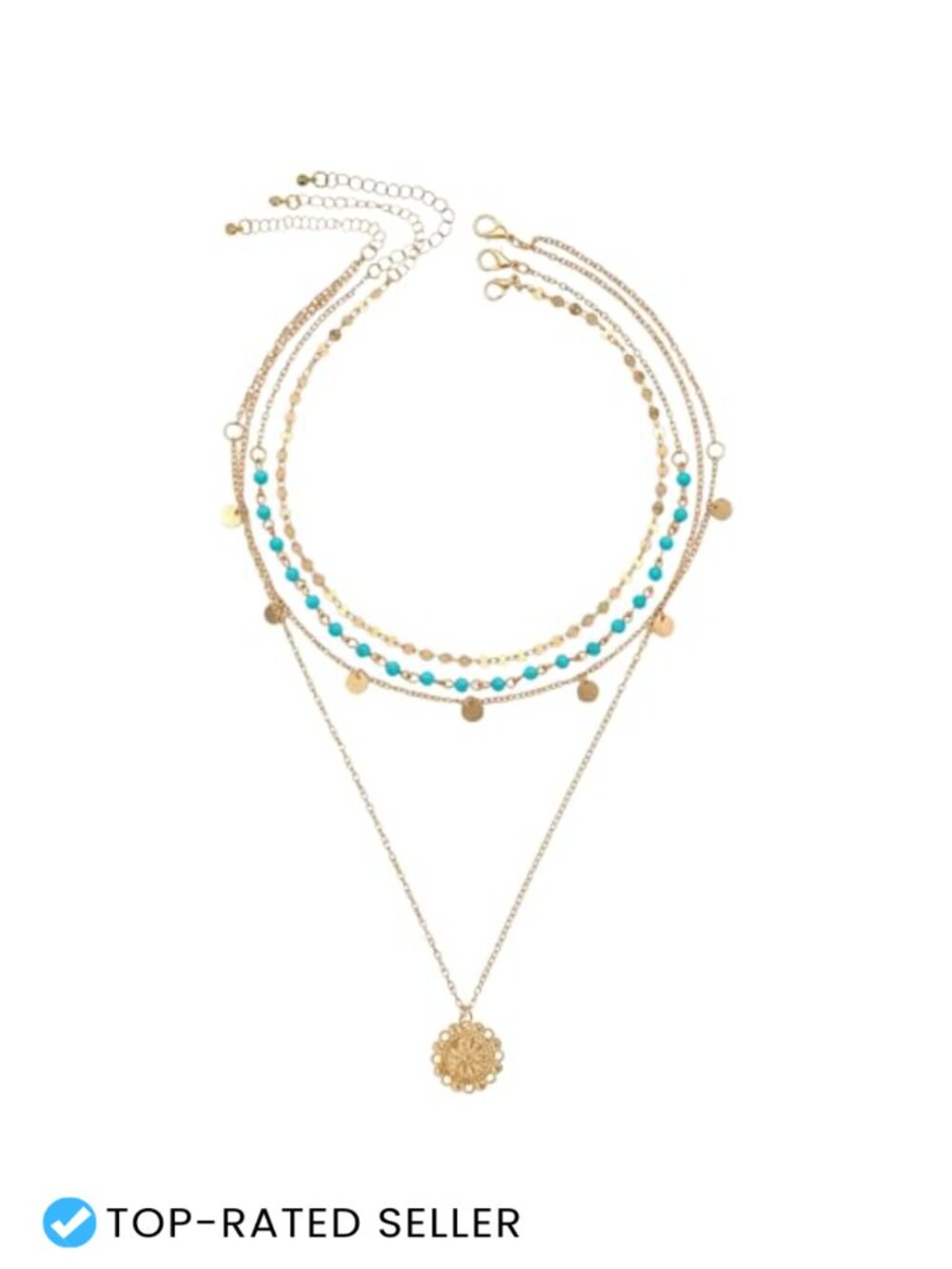 Layered Turquoise Beaded Necklace Set for Women Boho Western Cowgirl Jewelry